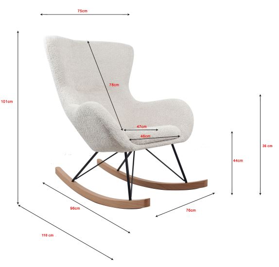 Vipack, Rocky Rocking chair, Boucle White