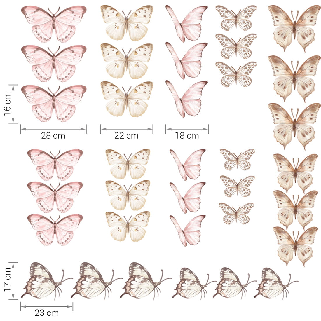 Pastelowe Love, Seinätarra Setti, Butterflies