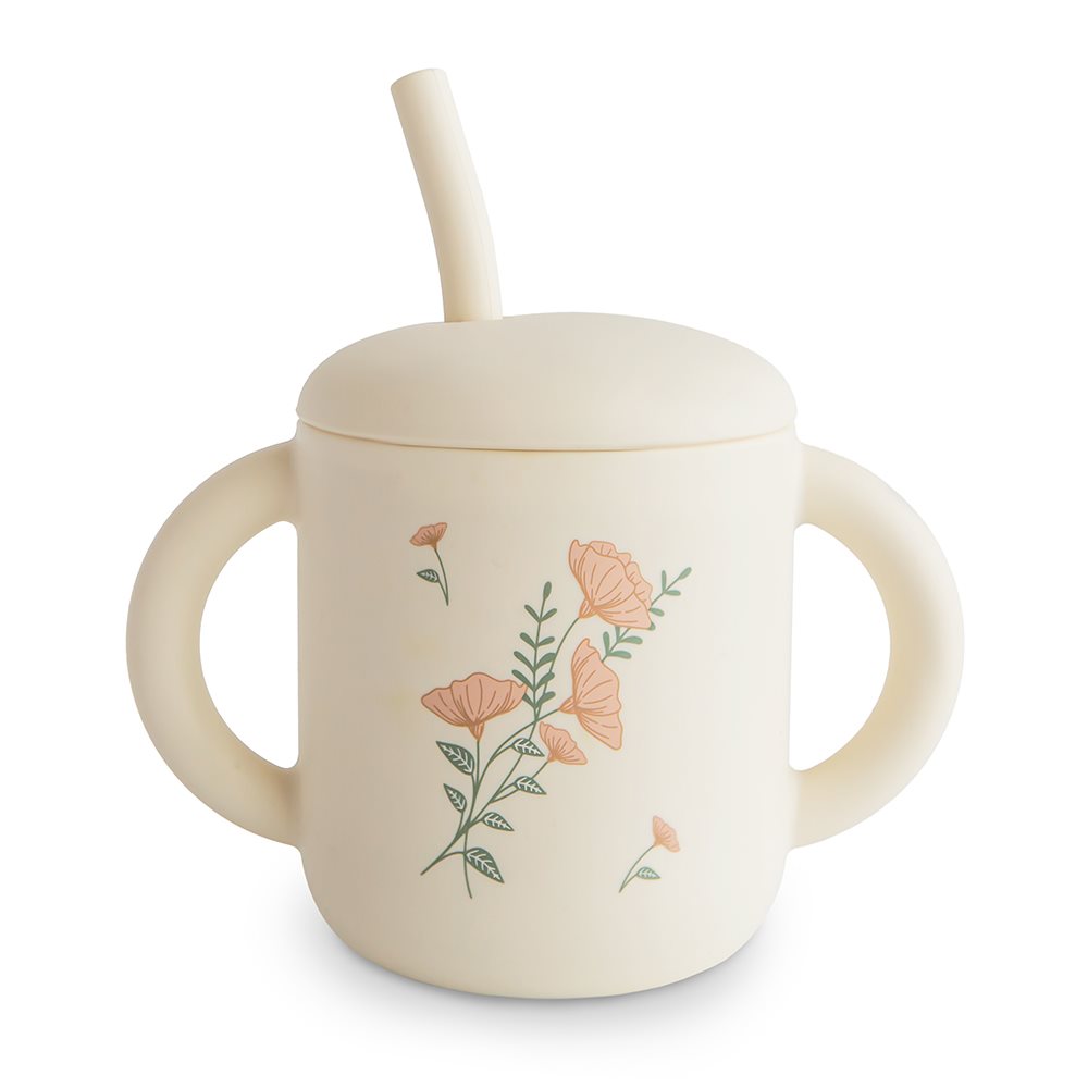 Mushie, Drinking cup Silicone, Pink Flowers