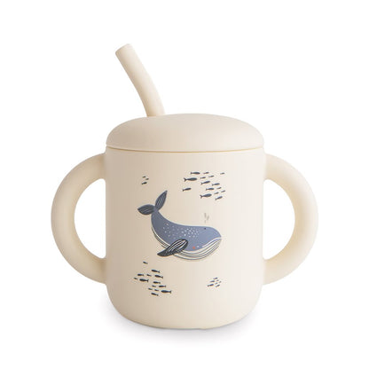 Mushie, Silicone Straw Mug, Whales