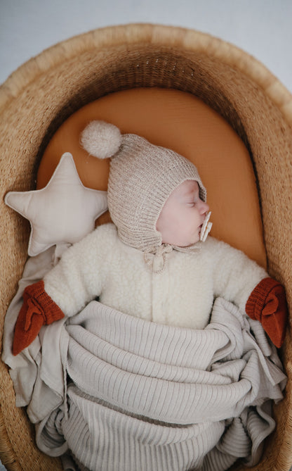 Mushie, Vauvan Neulepeitto, Ribbed Beige Melange