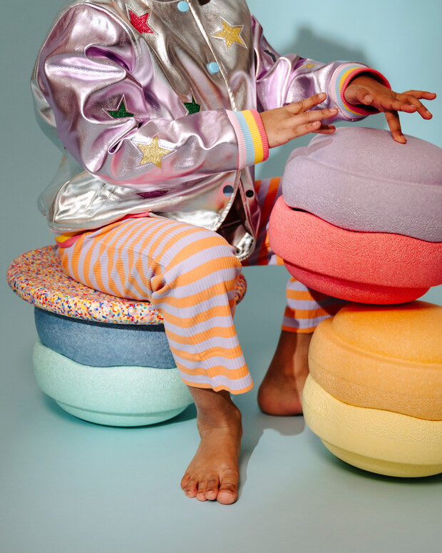 Stapelstein, Rainbow 6 kpl Setti + Balance Board, Super Confetti Pastel