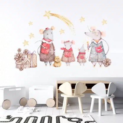 Seinätarra 30x60, Christmas Mice