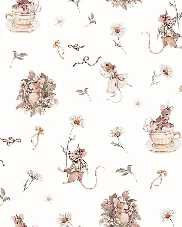 Mouse and Daisies White, Tapetti