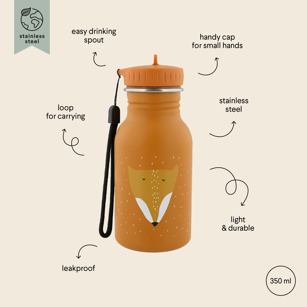 Trixie Baby, Juomapullo 350 ml, Mr. Fox