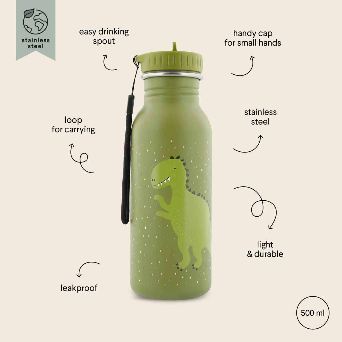 Trixie Baby, Juomapullo 500 ml, Mr. Dino