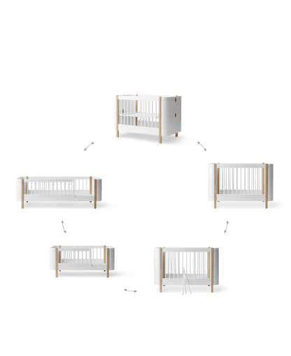 Oliver Furniture, Wood Mini+ Pinnasänky&Juniorisänky 5in1, White/Oak