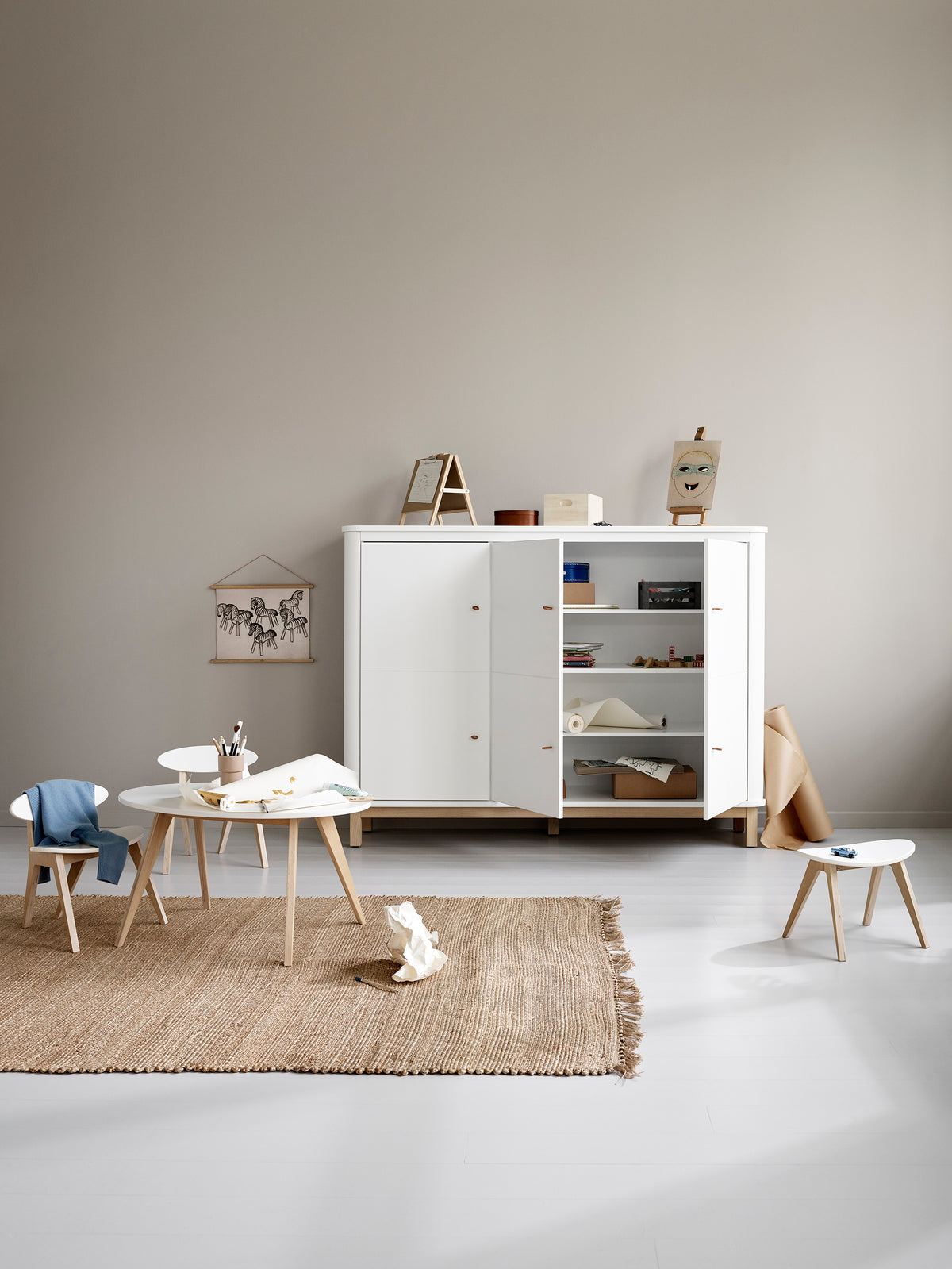 Oliver Furniture, Wood Senkki, White/Oak