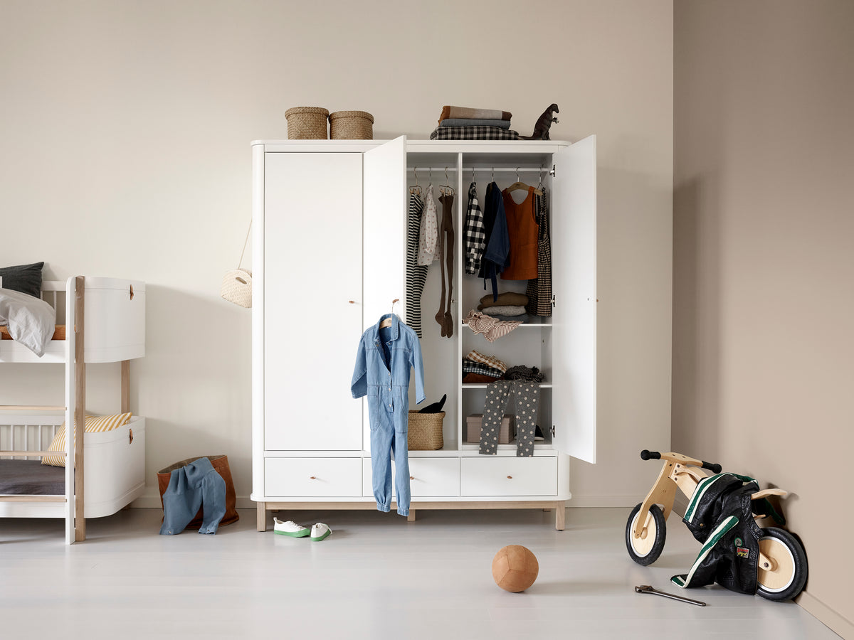 Oliver Furniture, Wood, Vaatekaappi 3 ovea, White/Oak