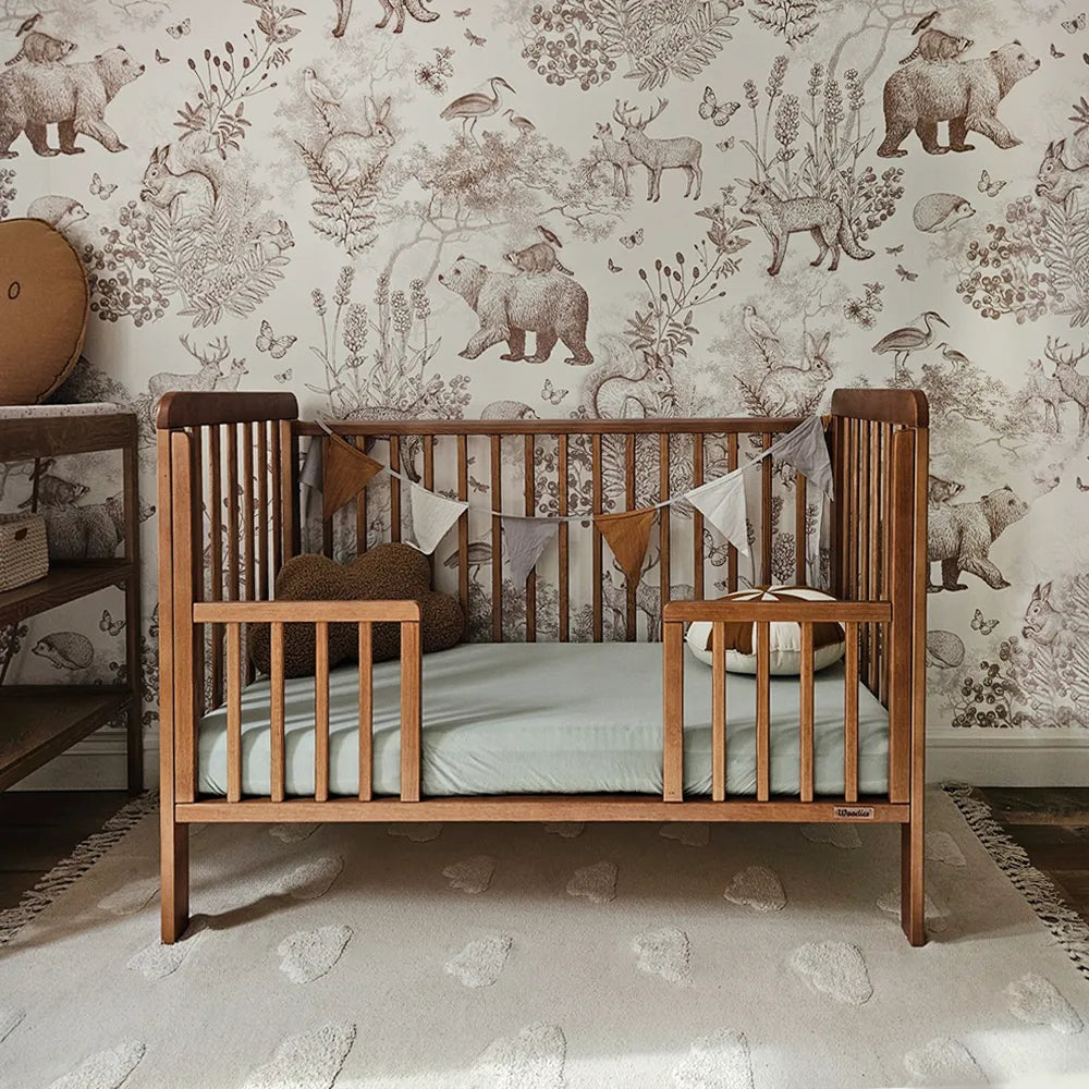 Woodies, Classic, Cot Bed (60x120 cm) Safety Rail Daybed, Walnut