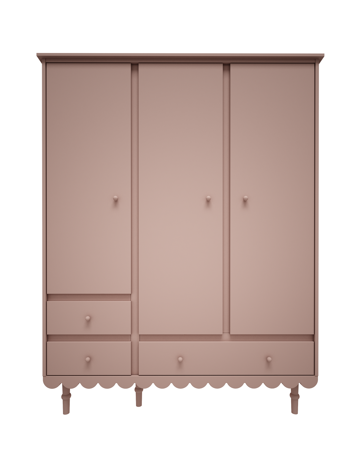 Wood Luck Design, Vaatekaappi 3-ovea, Babushka Natural Pink