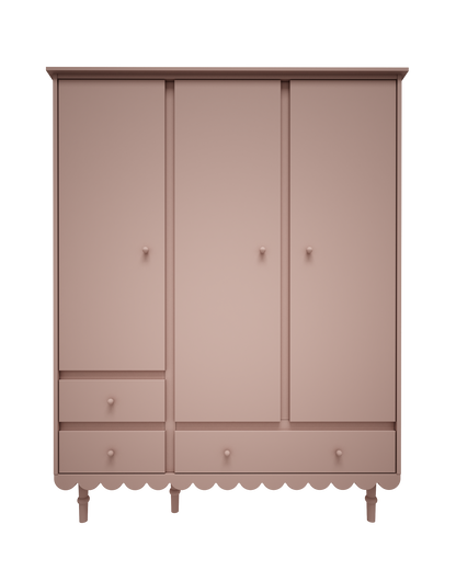 Wood Luck Design, Vaatekaappi 3-ovea, Babushka Natural Pink