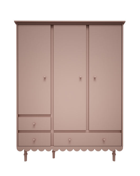 Wood Luck Design, Wardrobe 3-doors, Babushka Natural Pink