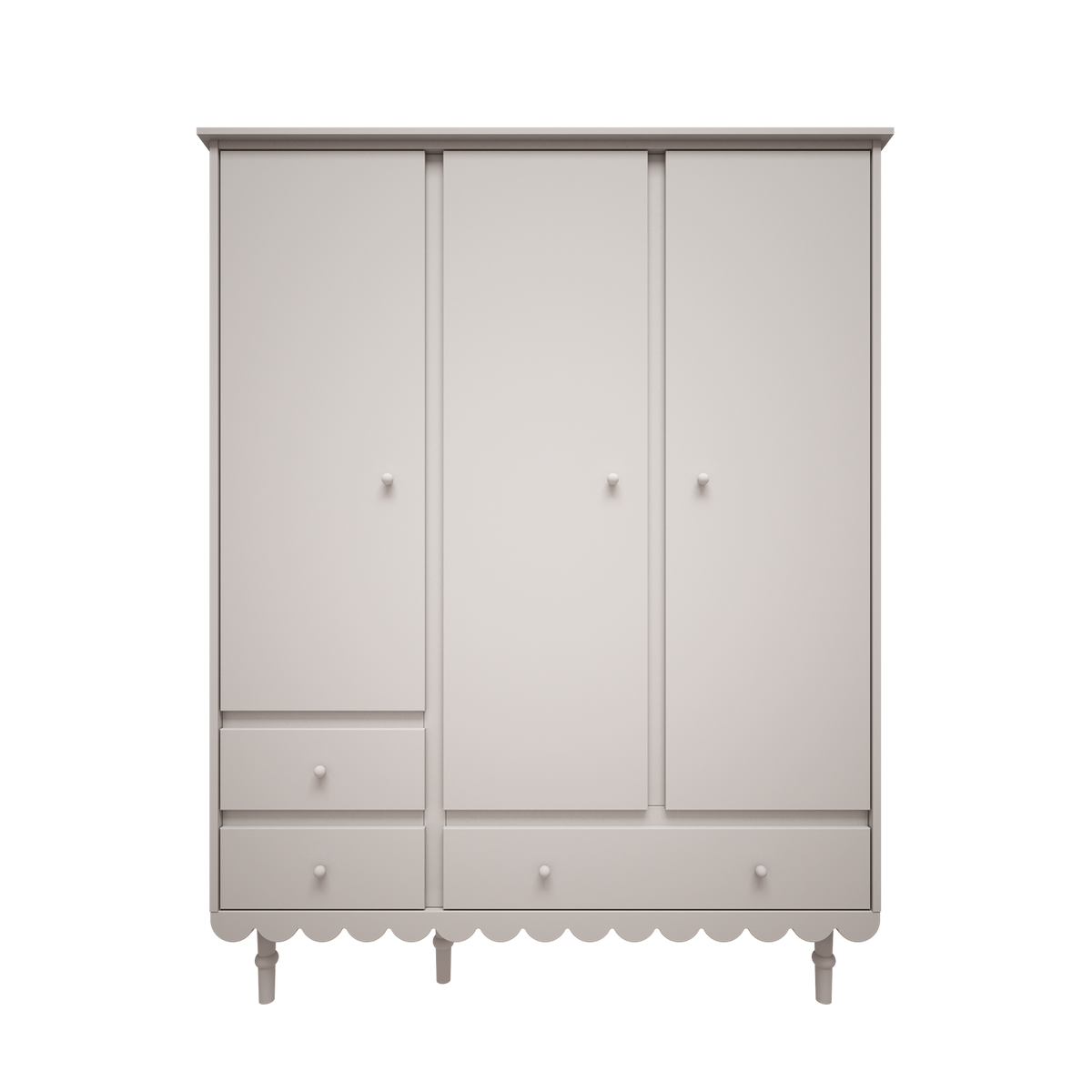 Wood Luck Design, Vaatekaappi 3-ovea, Babushka White