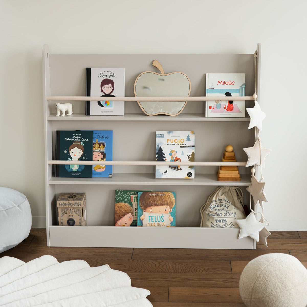 Wood Luck Design, Montessori Bookshelf Bookworm, olika färger
