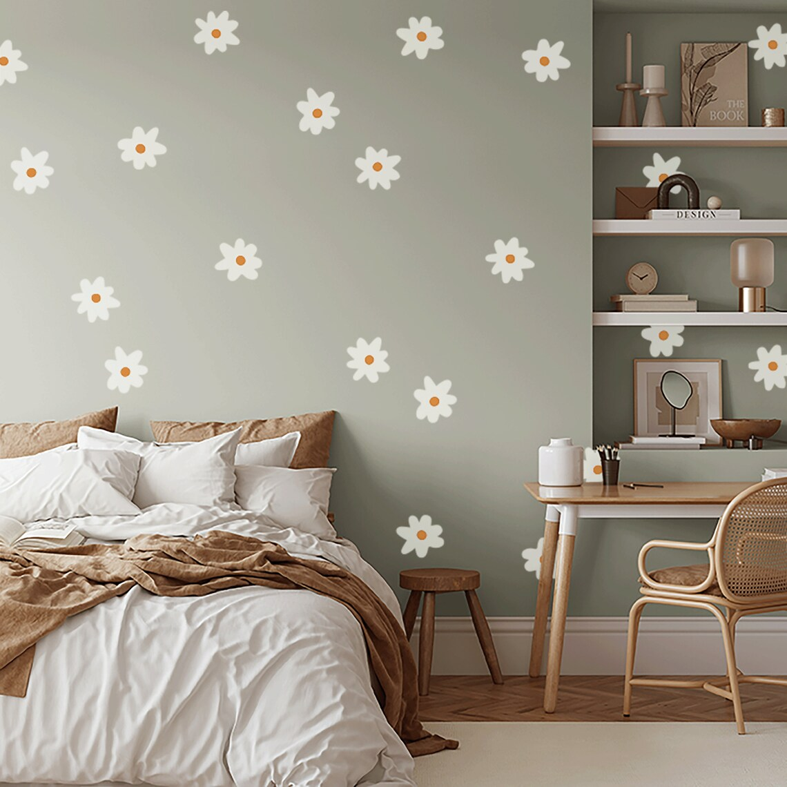 Wall sticker Set of 64, White Daisy