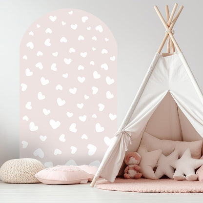 Pastel Love, Wall Decal Arch, Dusty Pink Hearts