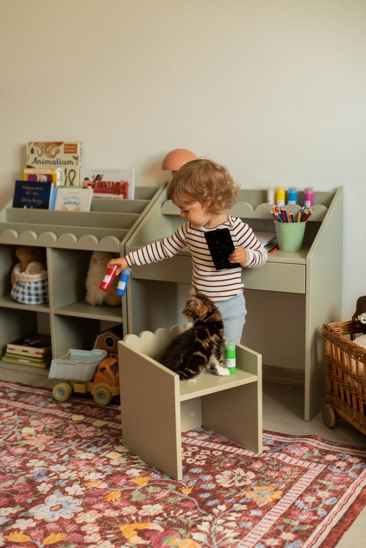 Book Nook, Montessori Table and Chairs, Sage