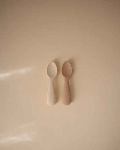 Mushie, Taaperon Silikoni Lusikkasetti 2kpl, Blush/Shifting Sand