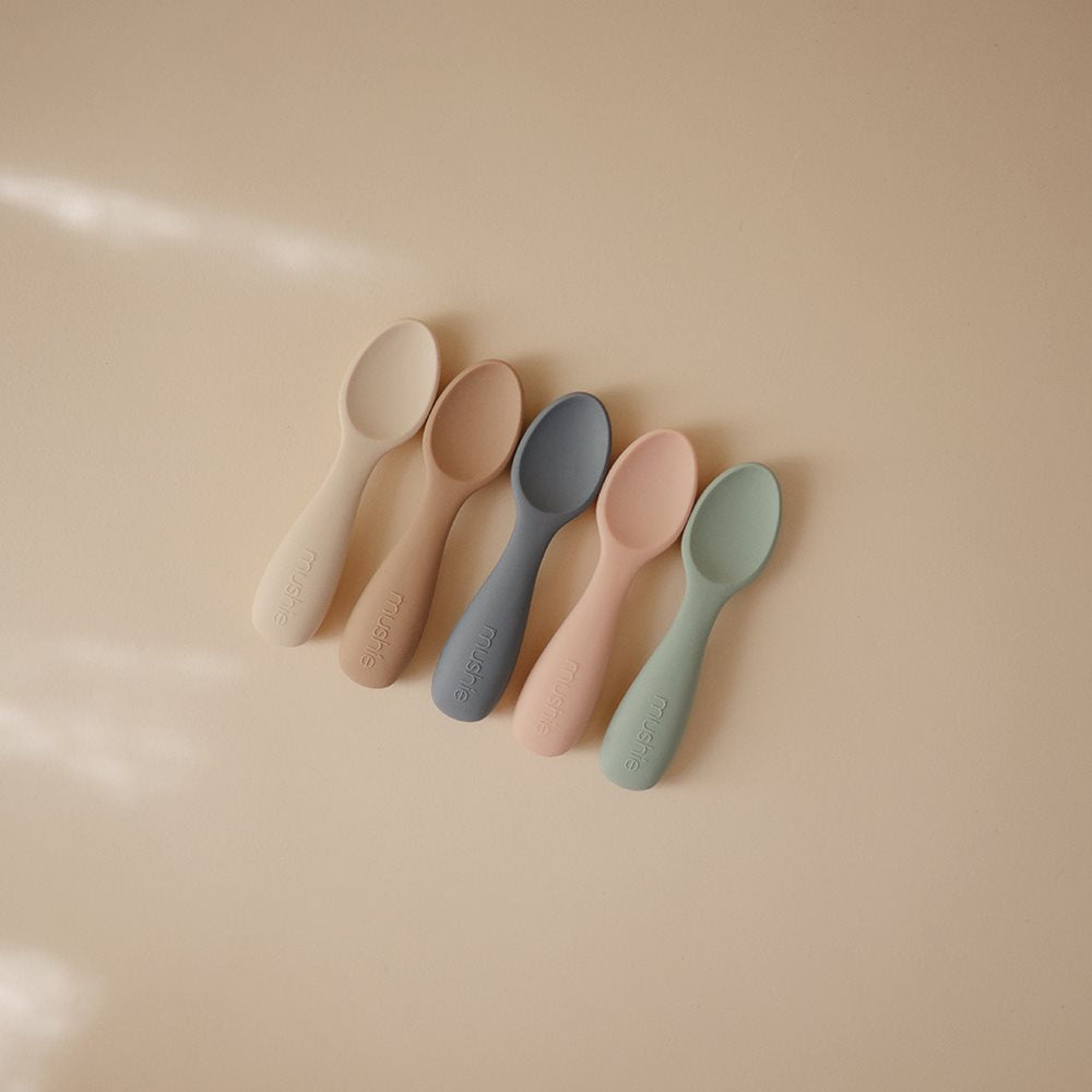 Mushie, Taaperon Silikoni Lusikkasetti 2kpl, Blush/Shifting Sand