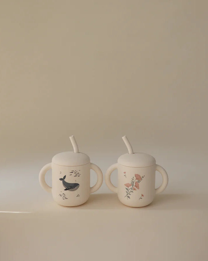 Mushie, Silicone Straw Mug, Whales