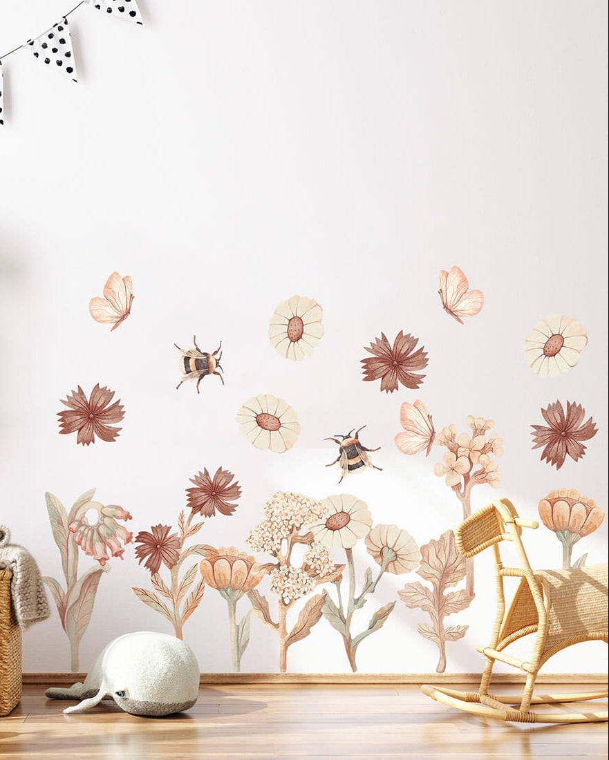 Pastel Love, Wall Decal Set, Flowers Boho 2