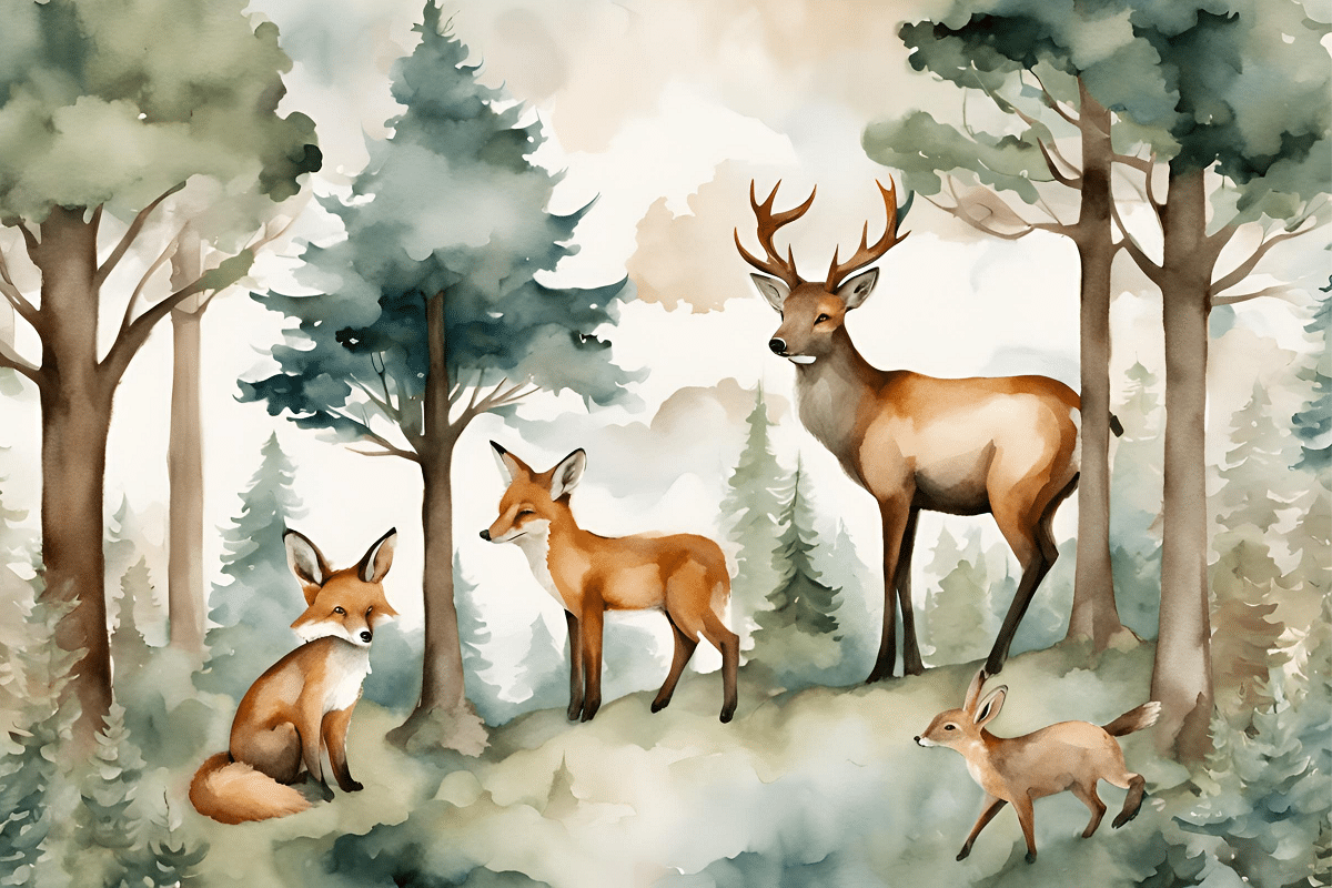 Photo wallpaper, Forest Animals