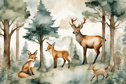 Photo wallpaper, Forest Animals