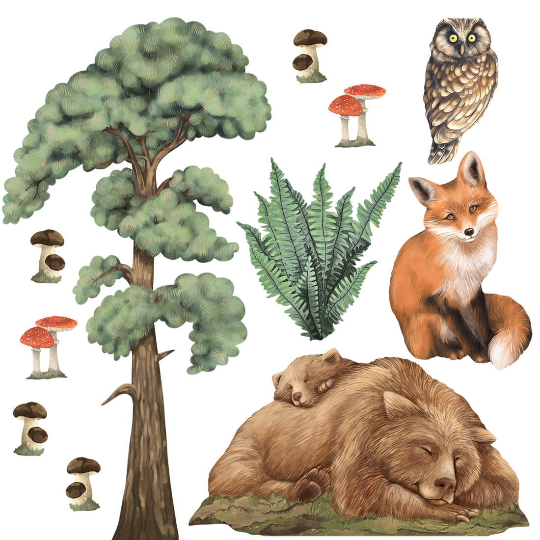 Pastel Love, Wall Decal Set, Forest Animals 1
