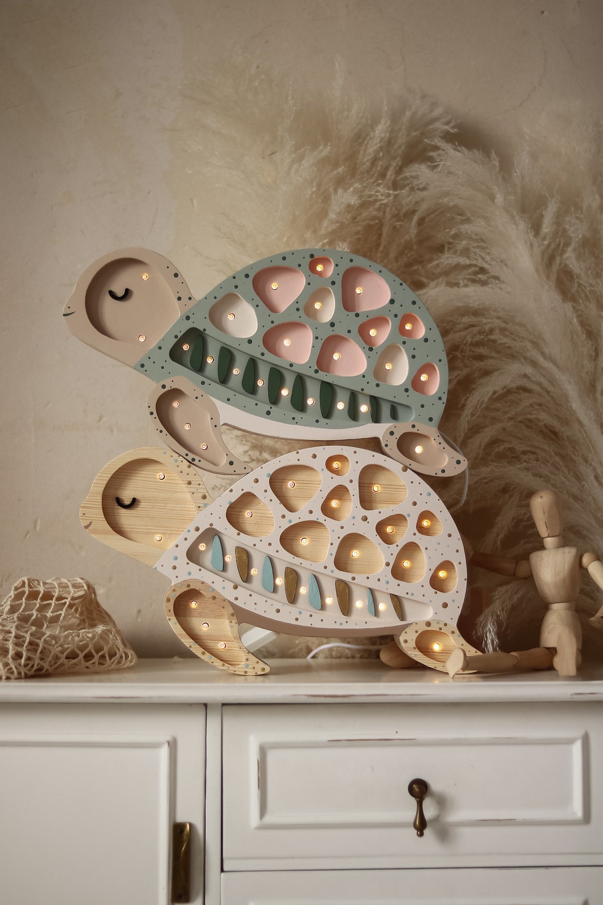 Little Lights Night light Turtle, Seafoam Pink