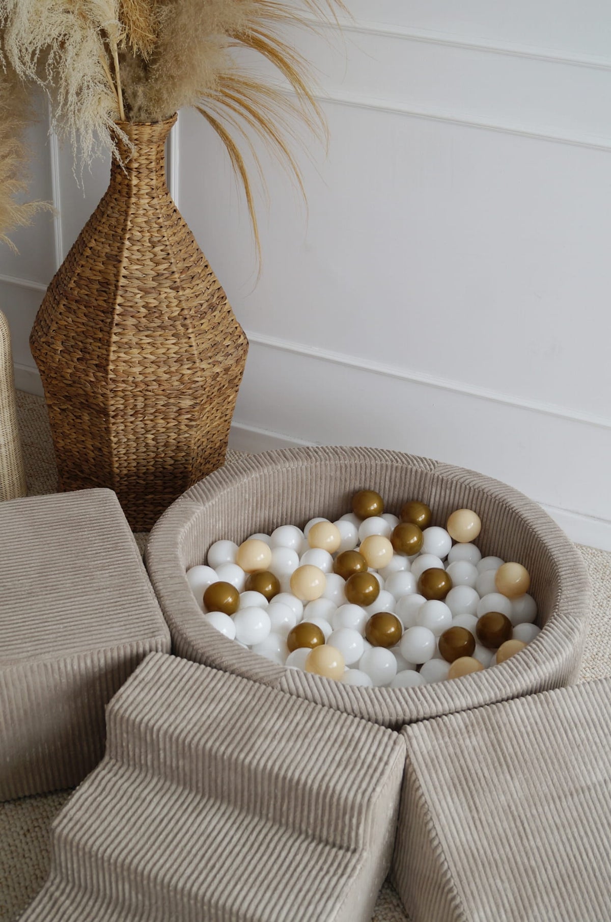 Leikkimoduuli + Pallomeri, Corduroy Beige