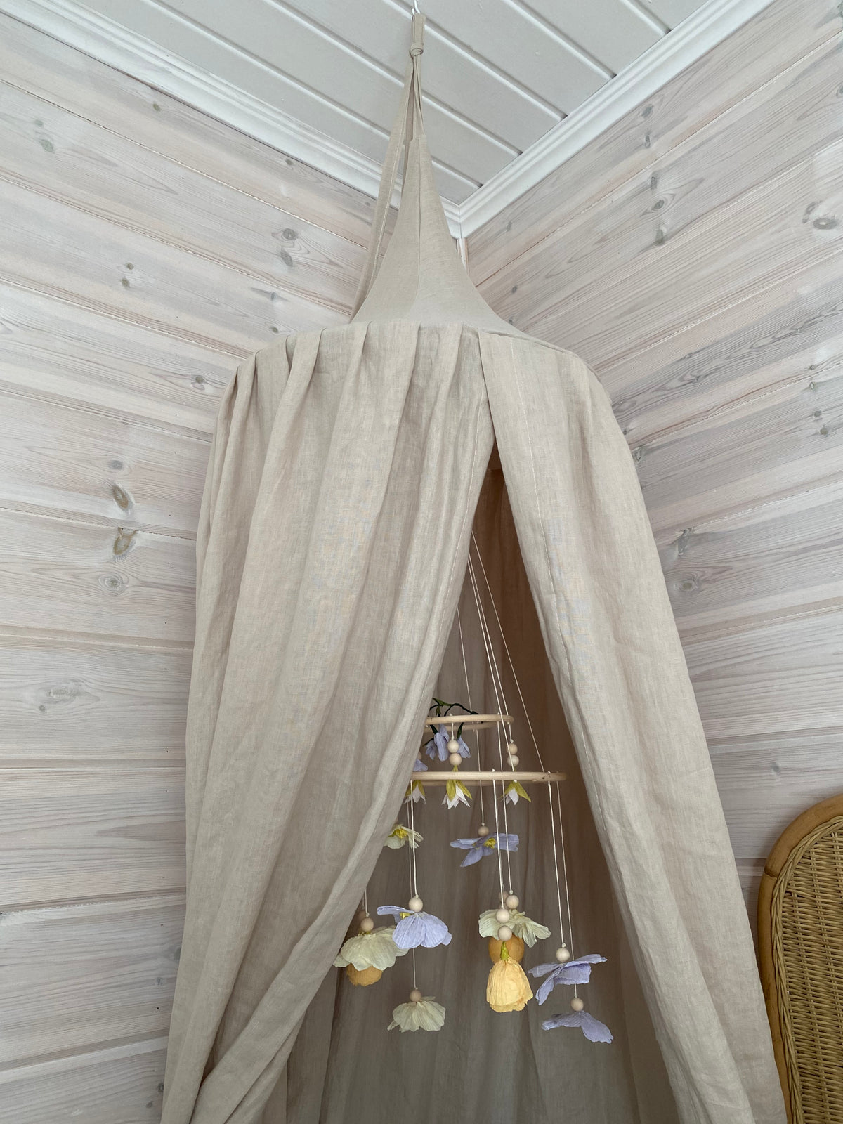 Matuu Bed Canopy, Natural Linen, Beige