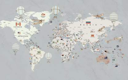 Valokuvatapetti, Blue World Map