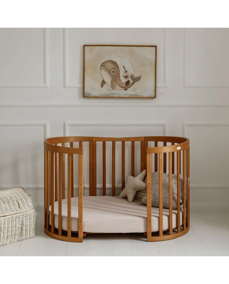 Waldin, Oval Pinnasänky 7in1 + Patja, Walnut