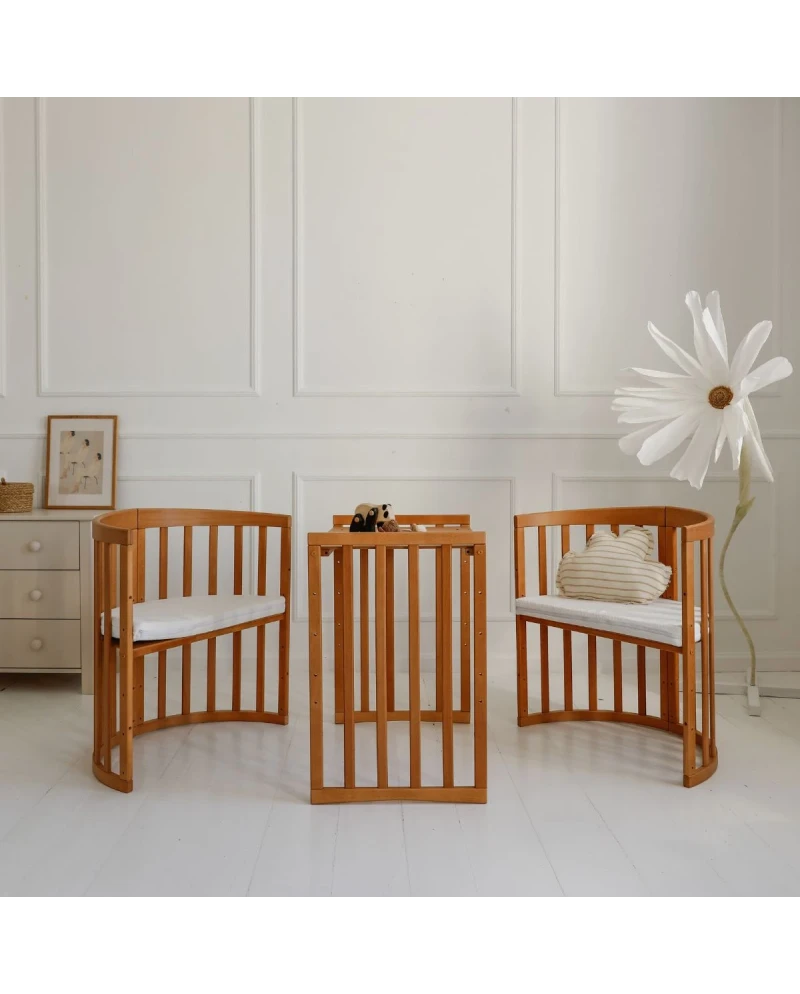 Waldin, Oval Pinnasänky 7in1 + Patja, Walnut