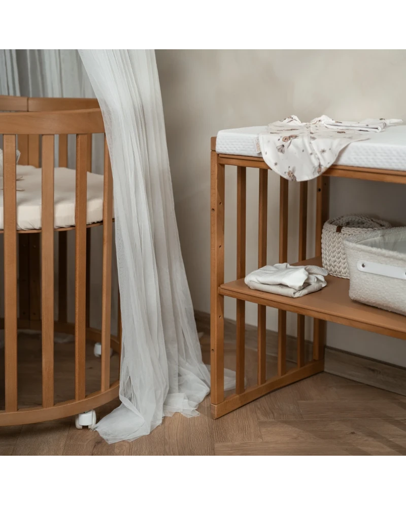 Waldin, Oval Pinnasänky 7in1 + Patja, Walnut