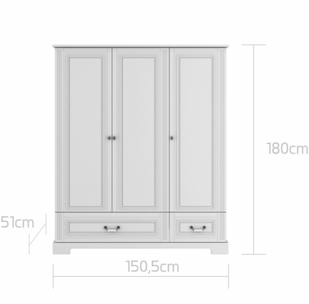 Bellamy, Ines, Vaatekaappi 3 ovea, White