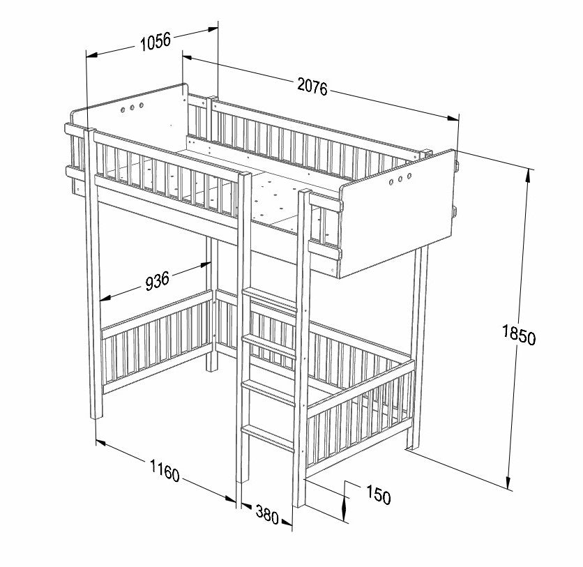 Wood Luck Design, Loft Bed, Basic Cashmere