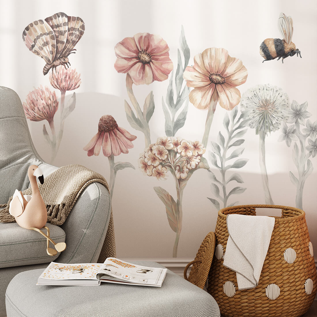 Pastel Love, Wall Sticker Set, Wildflowers 1