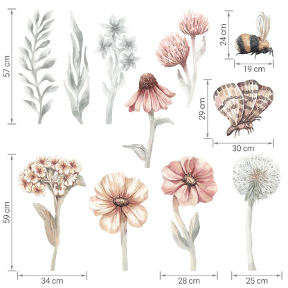 Pastel Love, Wall Sticker Set, Wildflowers 1