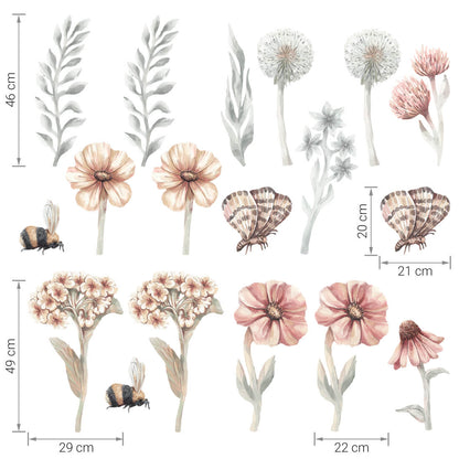 Pastel Love, Wall Sticker Set, Wildflowers 2