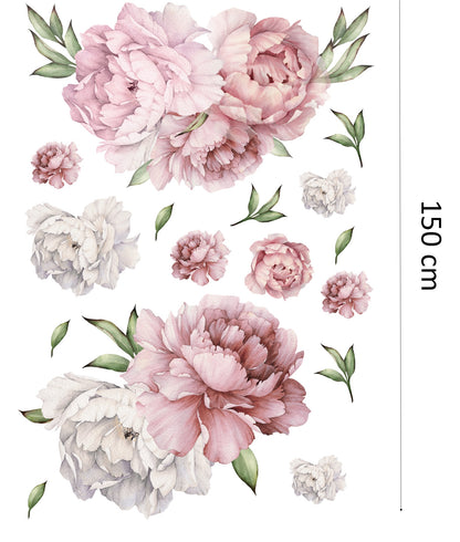 Seinätarra 150x100, Peonies Dirty Pink