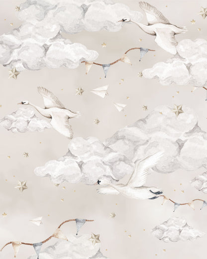 Magiska svanar Beige, Tapeter