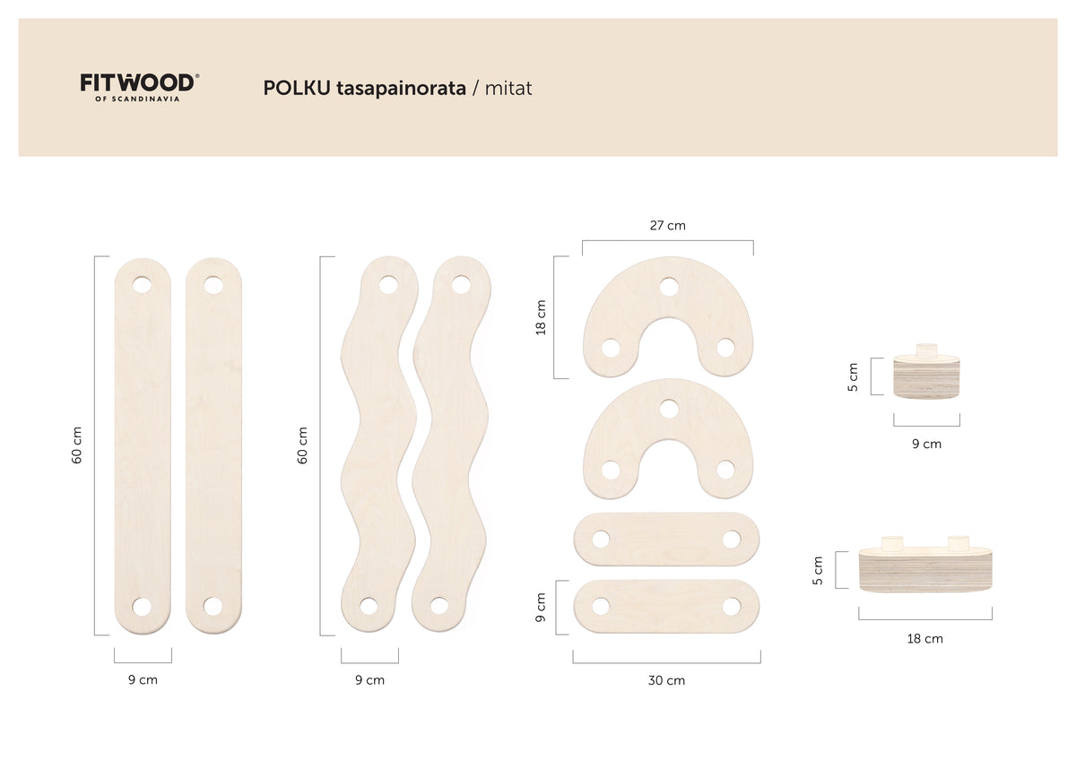 FITWOOD, Tasapainorata POLKU L, Koivu