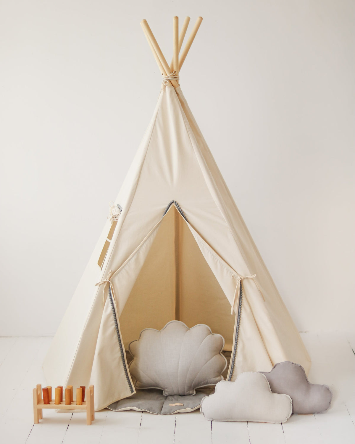 Moi Mili Play Tent Set, Gray Pompom