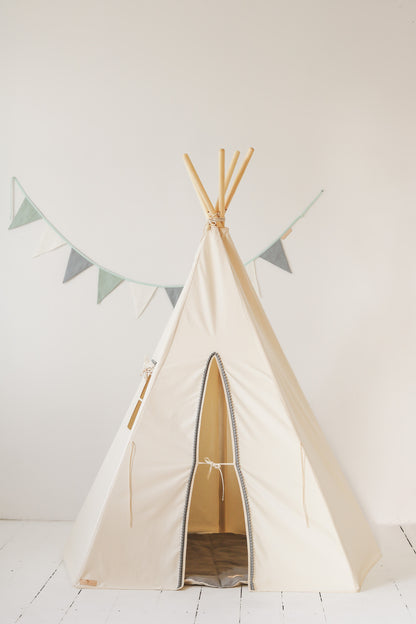 Moi Mili Play Tent Set, Gray Pompom