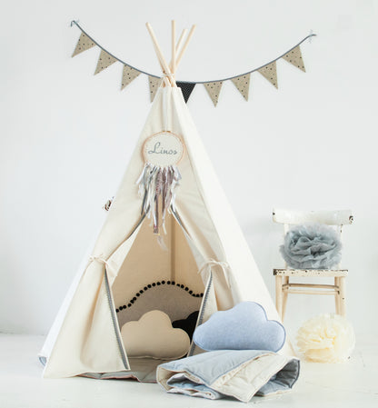 Moi Mili Leikkiteltta Tiipii, Grey Pompom