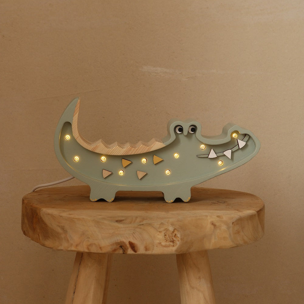 Little Lights Night Light Crocodile, Pastell Khaki