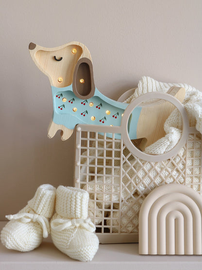 Little Lights Yövalo MINI, Puppy Cherries on Blue