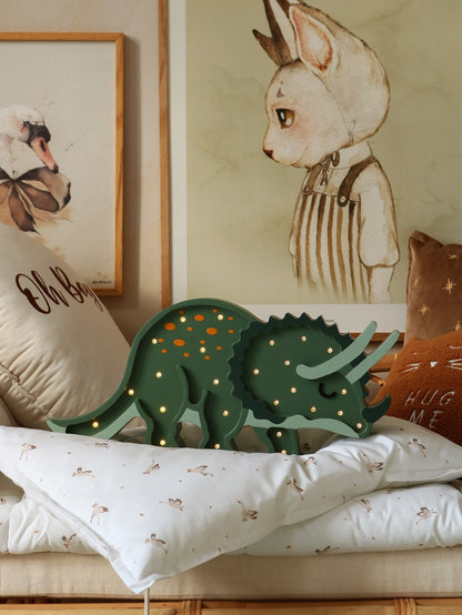 Små ljus, nattlampa, dinosaurie, triceratops, militärgrön
